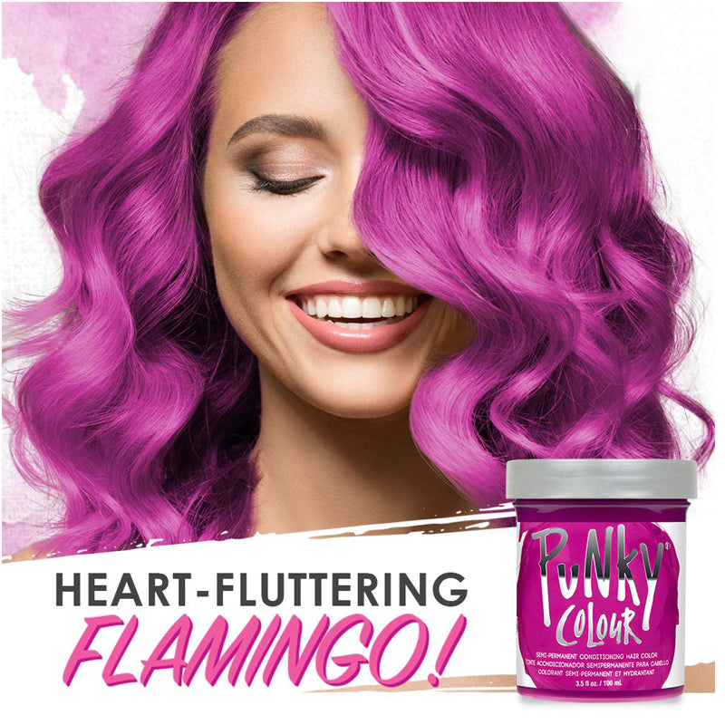 PUNKY COLOUR - Semi-Permanent Conditioning Hair Color Flamingo Pink 3.5 fl oz Made in USA