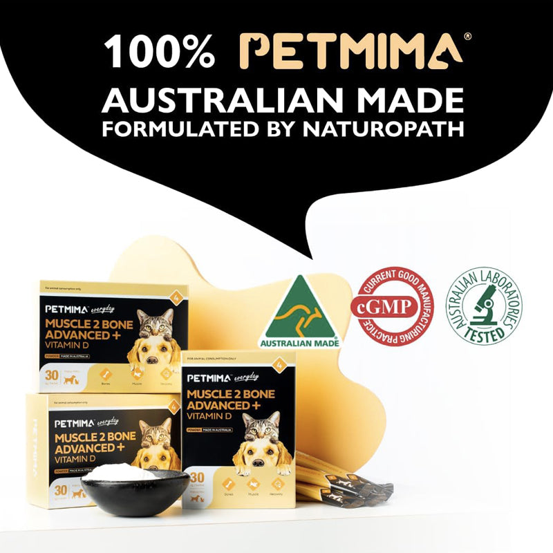 Petmima Muscle 2 Bone Advanced + Vitamin D Stimulate Bone & Muscle Growth, Promotes Strong Teeth, Australian Made