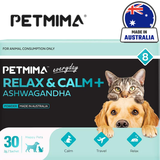 Petmima Stress & Anxiety Relax and Calming Ashwagandha Supplement for Dogs & Cats All Breeds & Sizes