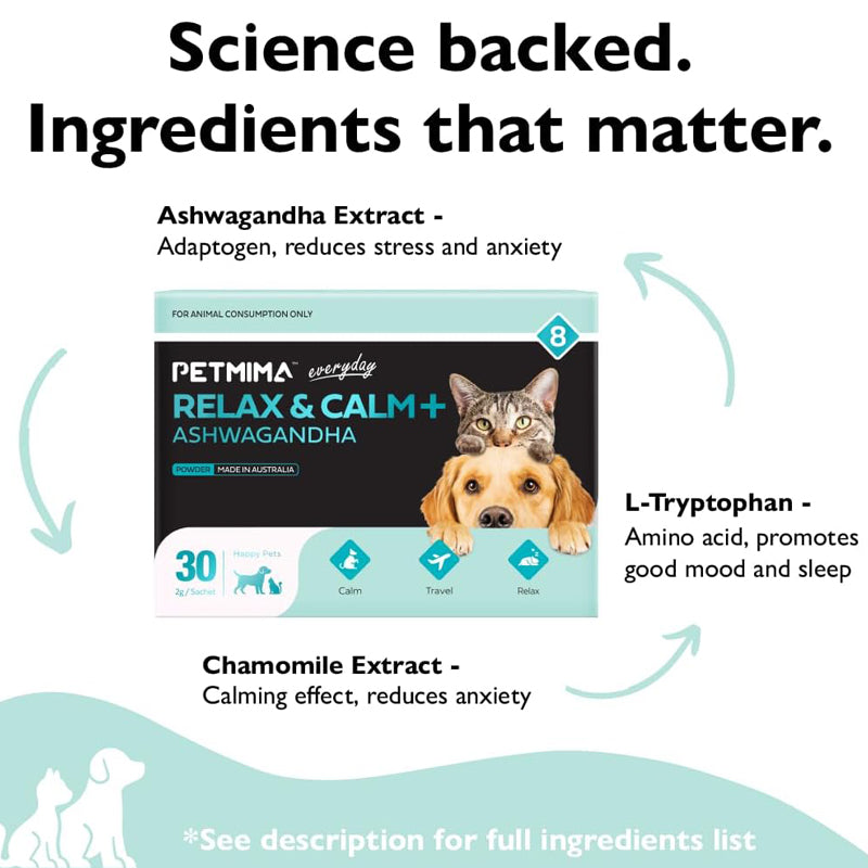 壓力和焦慮放鬆和鎮靜 Ashwagandha 補充劑 適合所有品種和體型的貓狗